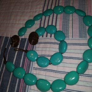Chaps, turquoise like necklace and bracelet